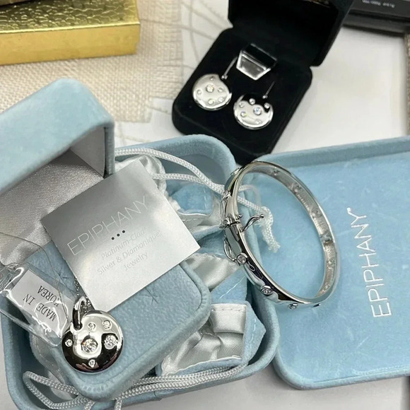 🌟 Epiphany & Diamonique Matching Necklace, Bracelet, Earring - QVC Early 2000's - Picture 8 of 17
